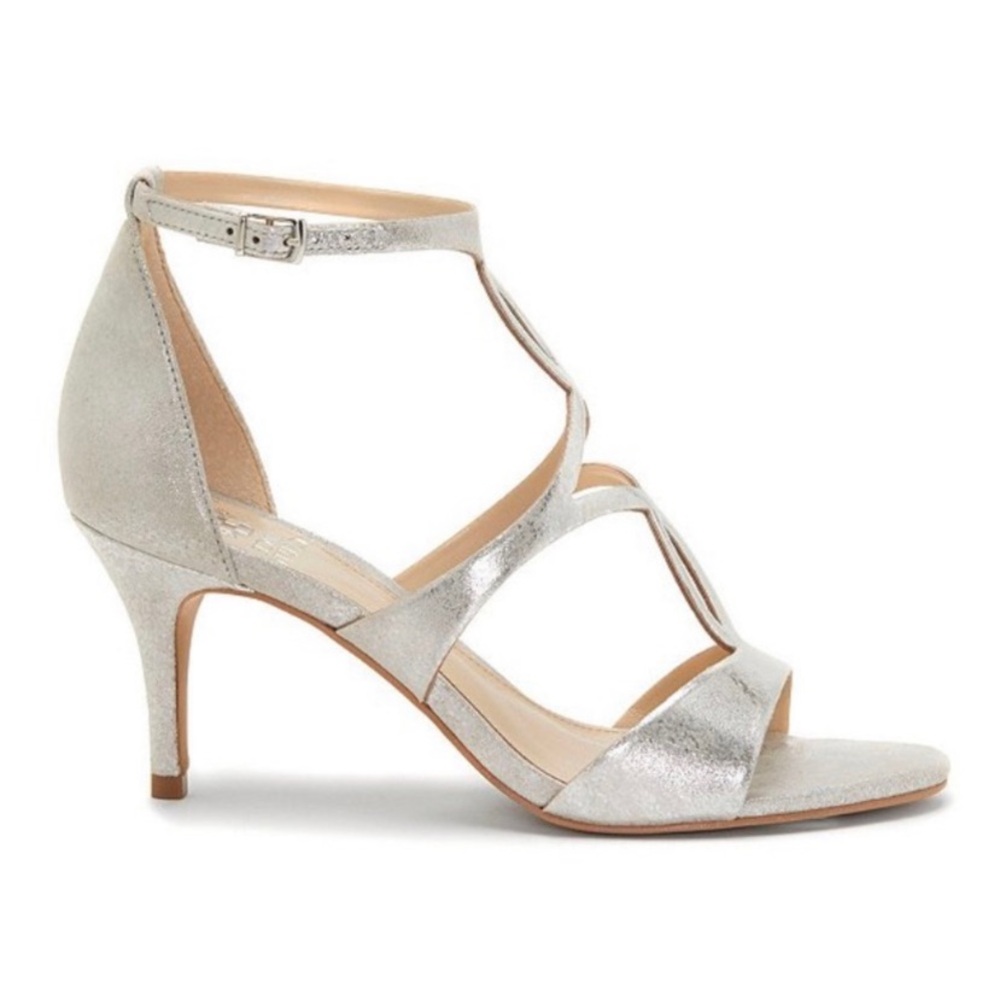 NWT Vince Camuto Payto Women 10 / 42 Egyptian Gold Metallic Strappy Sandal Heels - Picture 3 of 6